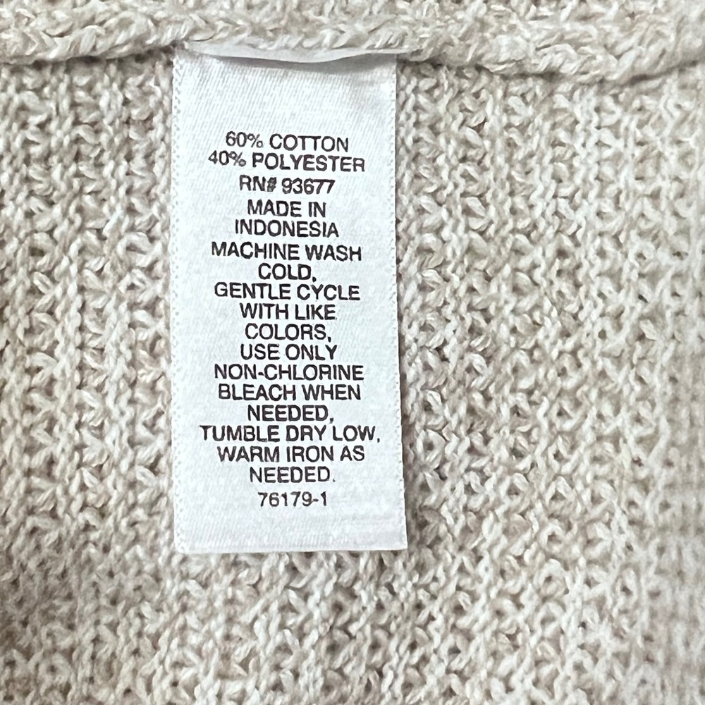 Men's Mutual Weave Crew Neck Long Sleeve Sweater LT Beige Neutral Cotton Casual - Picture 5 of 9
